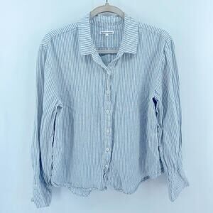 Reformation 100% linen striped long sleeve button down shirt sz L